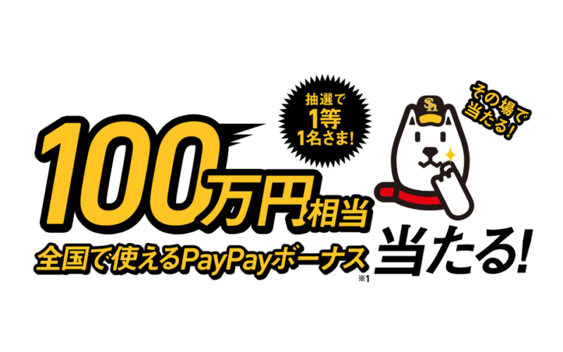 抽選で1名に100万円相当のPayPayボーナスが当たる！